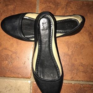 Frye black leather flats